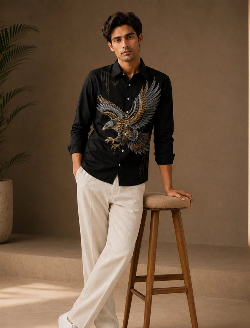 Black Eagle Street Style Men’s Premium Full-Sleeve Shirt - XPST