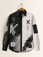 Black and White Street Style Men’s Premium Full-Sleeve Shirt - XPST