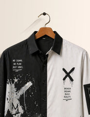 Black and White Street Style Men’s Premium Full-Sleeve Shirt - XPST