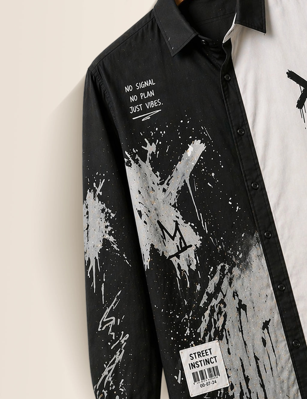 Black and White Street Style Men’s Premium Full-Sleeve Shirt - XPST