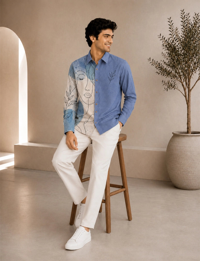 Blue Face Street Style Men’s Premium Full-Sleeve Shirt - XPST