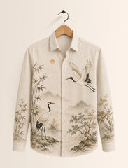 Cream Bird Street Style Men’s Premium Full-Sleeve Shirt - XPST
