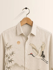 Cream Bird Street Style Men’s Premium Full-Sleeve Shirt - XPST