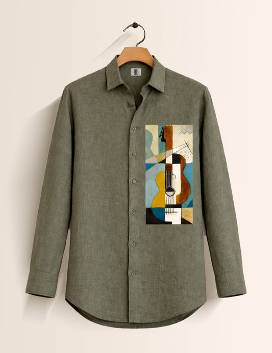 Green Guitar Street Style Men’s Premium Full-Sleeve Shirt - XPST