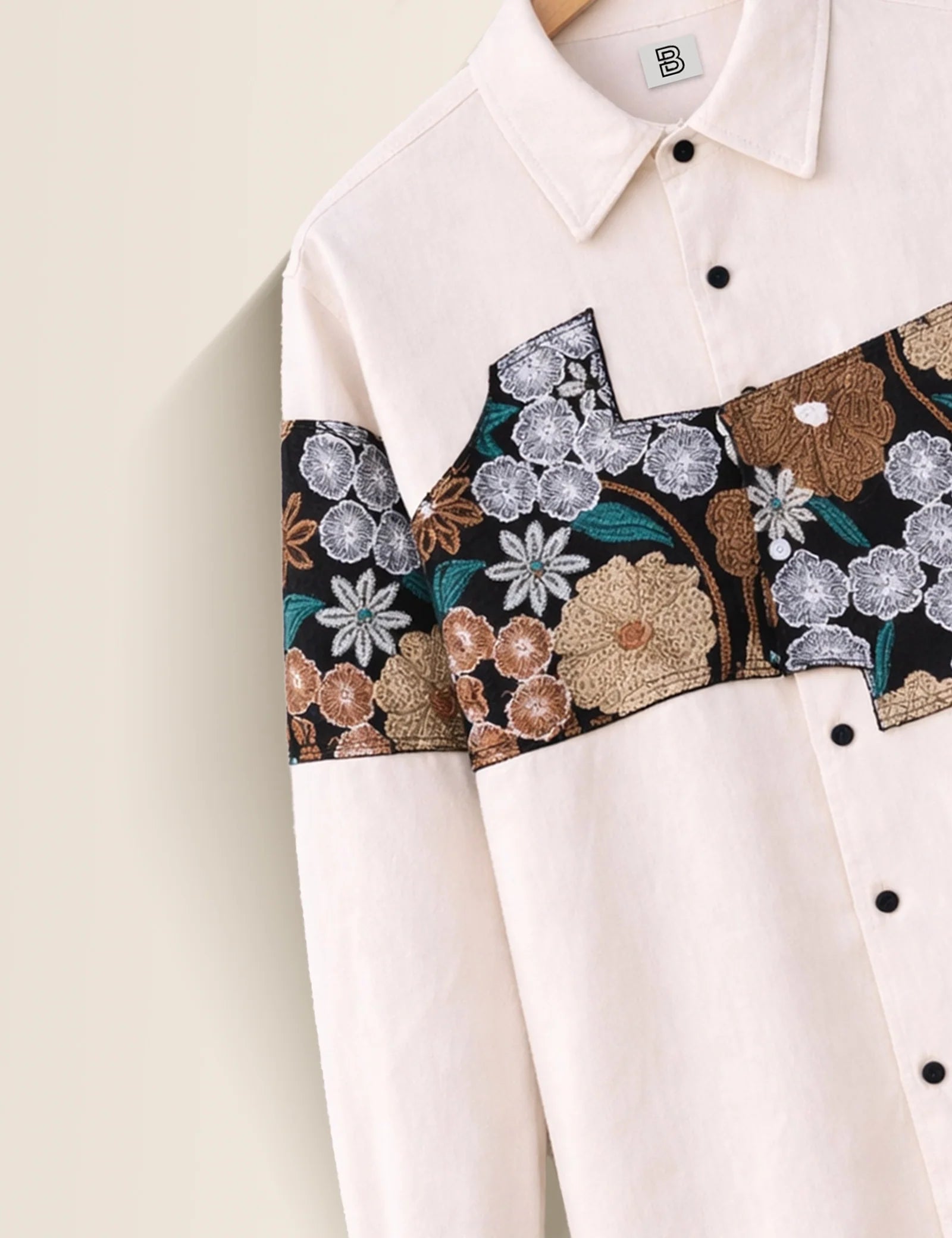 Ivory Floral Street Style Men’s Premium Full-Sleeve Shirt - XPST