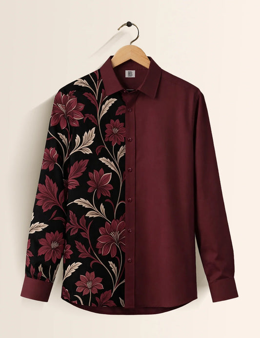 Maroon Mandala Street Style Men’s Premium Full-Sleeve Shirt - XPST