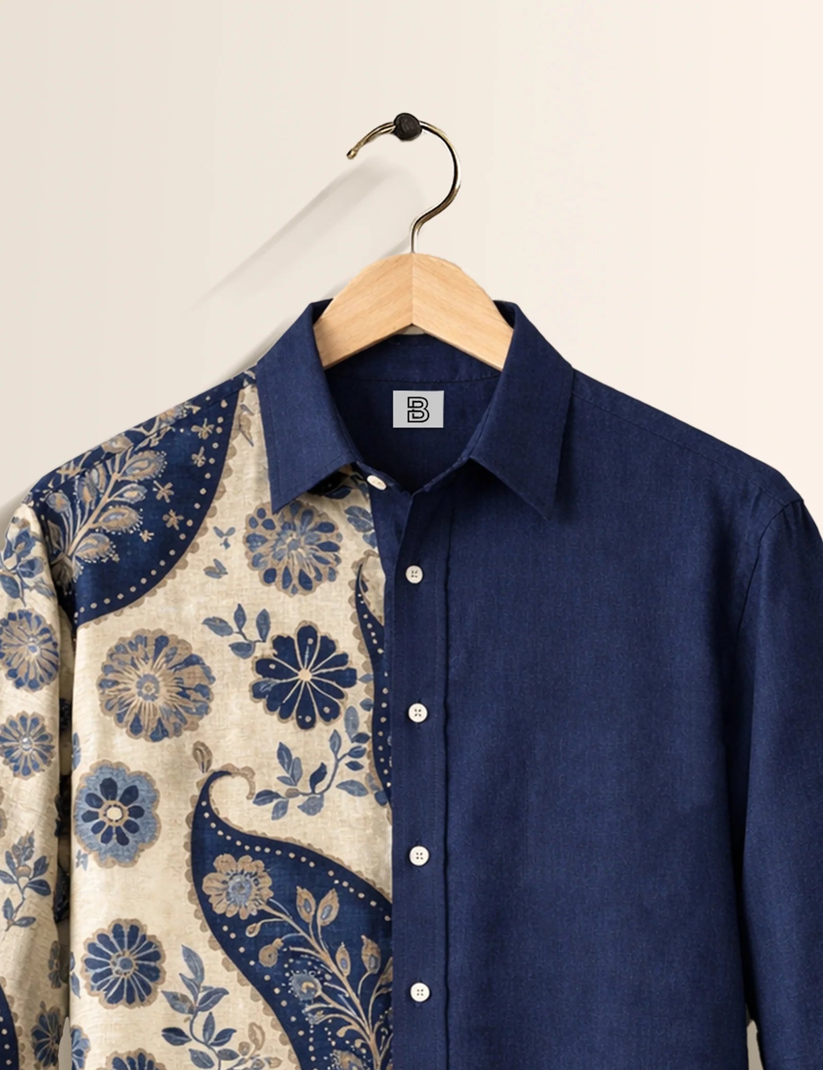 Navy Blue Mandala Street Style Men’s Premium Full-Sleeve Shirt - XPST