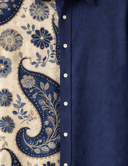 Navy Blue Mandala Street Style Men’s Premium Full-Sleeve Shirt - XPST
