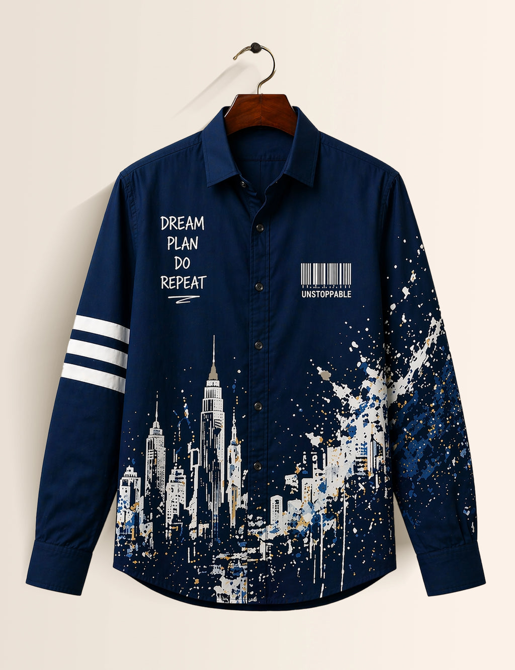 Navy Unstoppable Street Style Men’s Premium Full-Sleeve Shirt - XPST