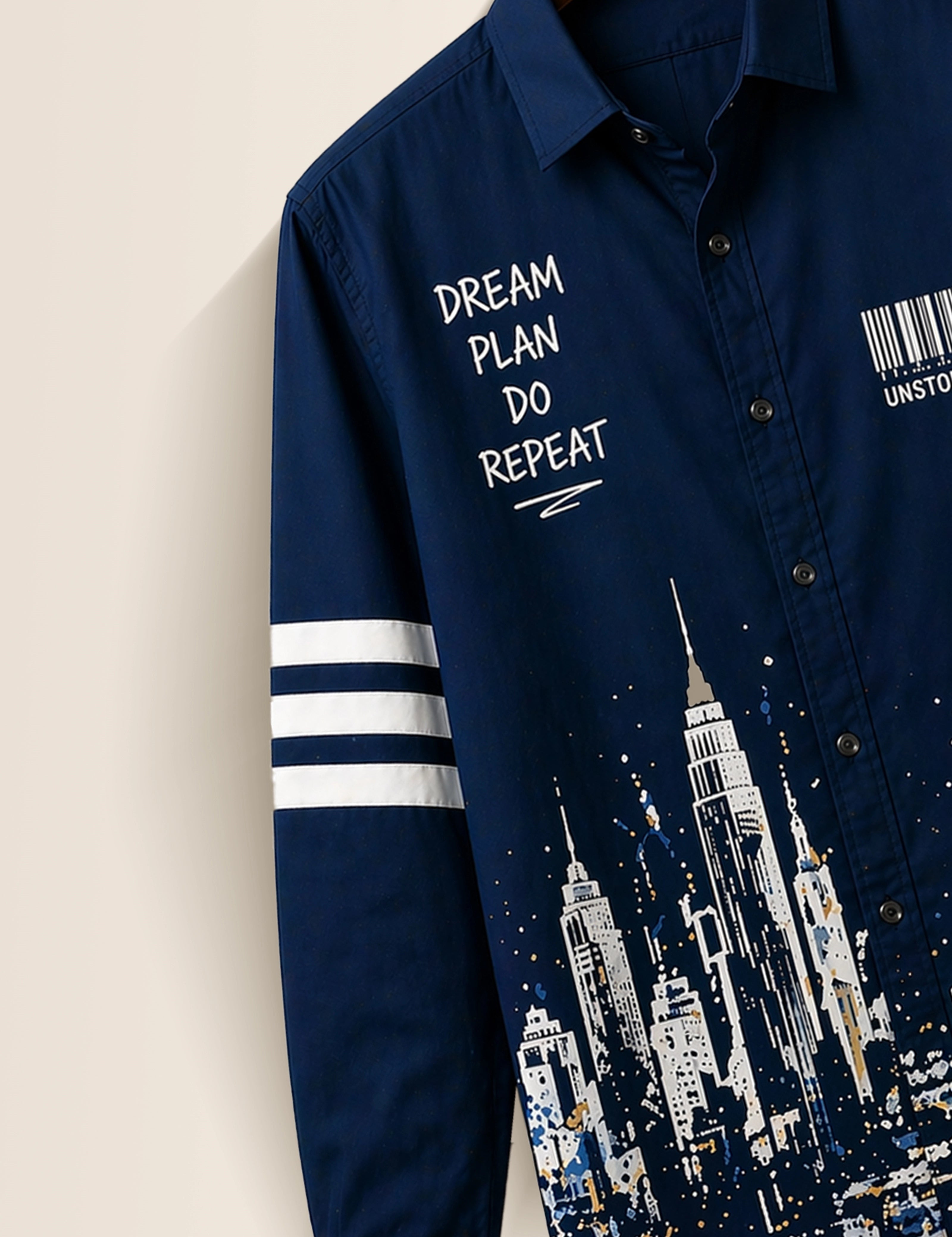 Navy Unstoppable Street Style Men’s Premium Full-Sleeve Shirt - XPST