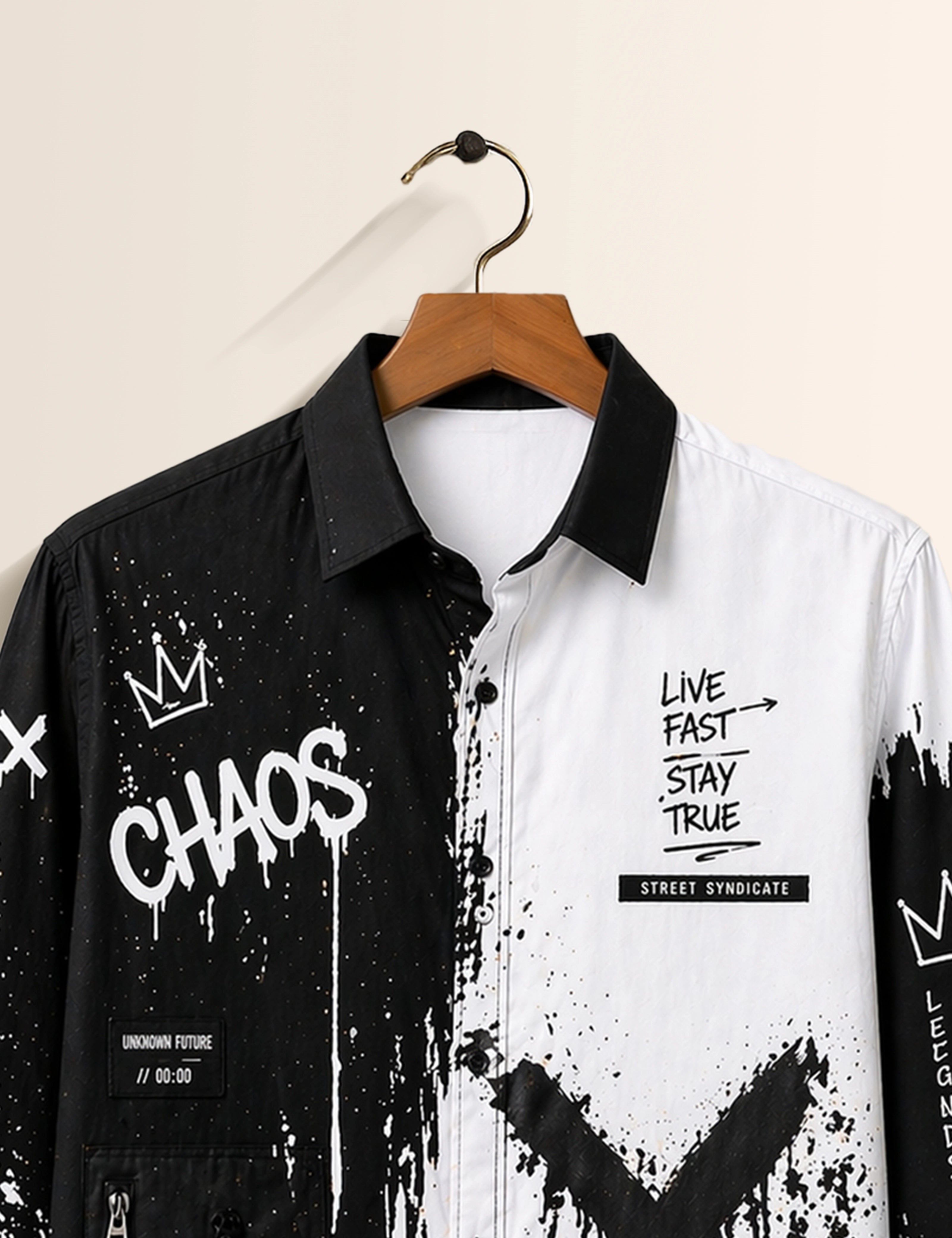 White Chaos Street Style Men’s Premium Full-Sleeve Shirt - XPST