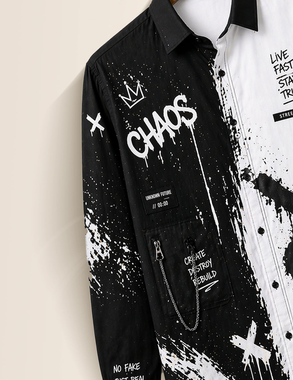 White Chaos Street Style Men’s Premium Full-Sleeve Shirt - XPST