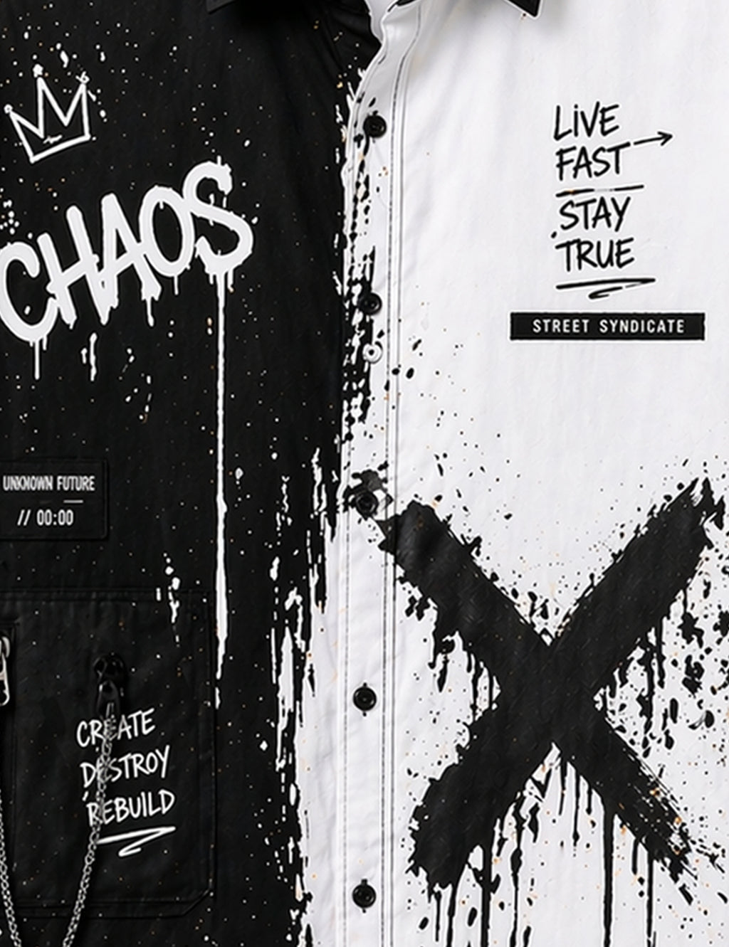 White Chaos Street Style Men’s Premium Full-Sleeve Shirt - XPST