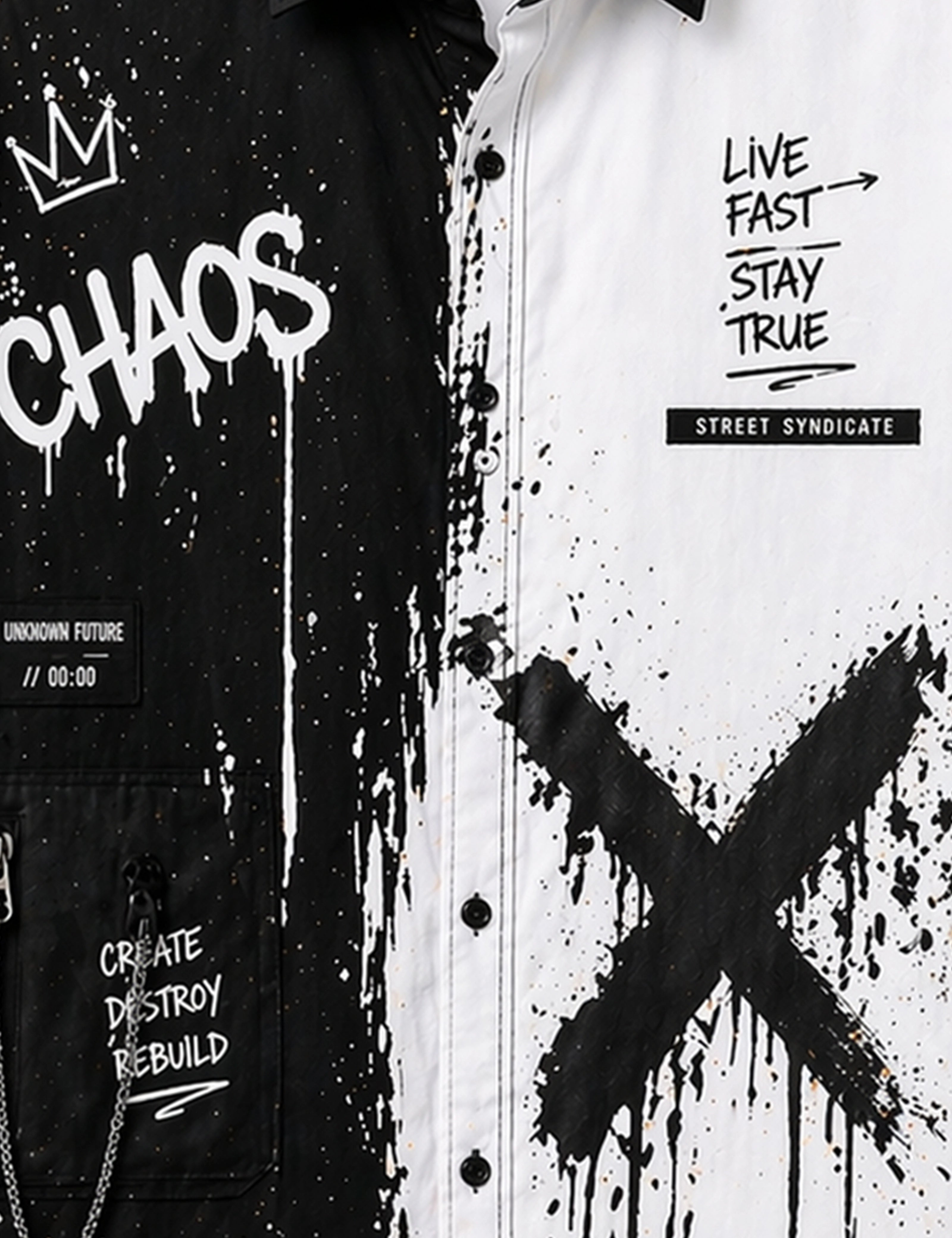 White Chaos Street Style Men’s Premium Full-Sleeve Shirt - XPST