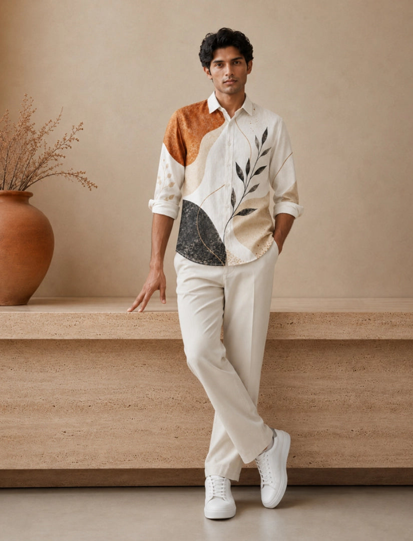 White Leaf Street Style Men’s Premium Full-Sleeve Shirt - XPST