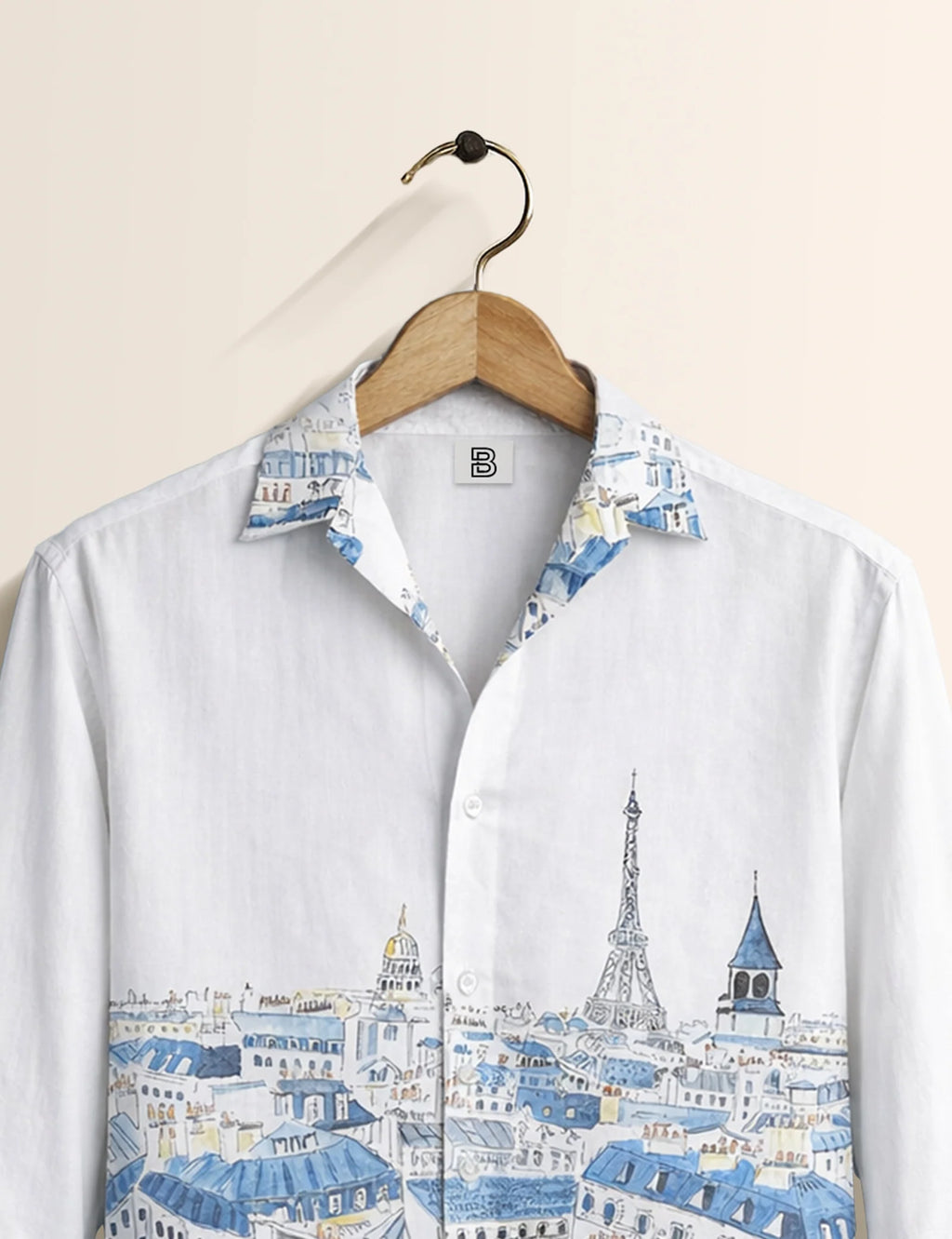 White Paris Street Style Men’s Premium Full-Sleeve Shirt - XPST