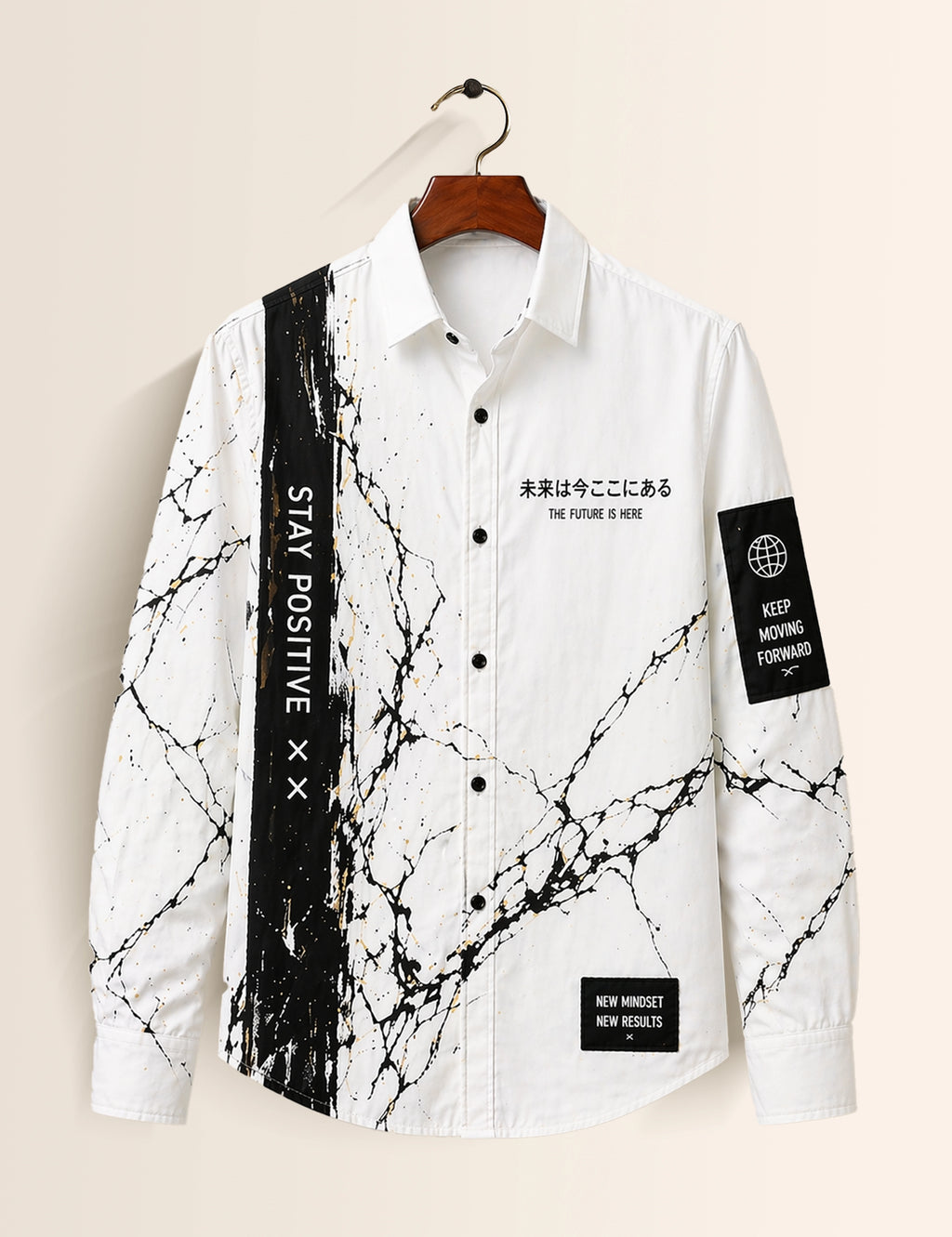 White Positive Street Style Men’s Premium Full-Sleeve Shirt - XPST