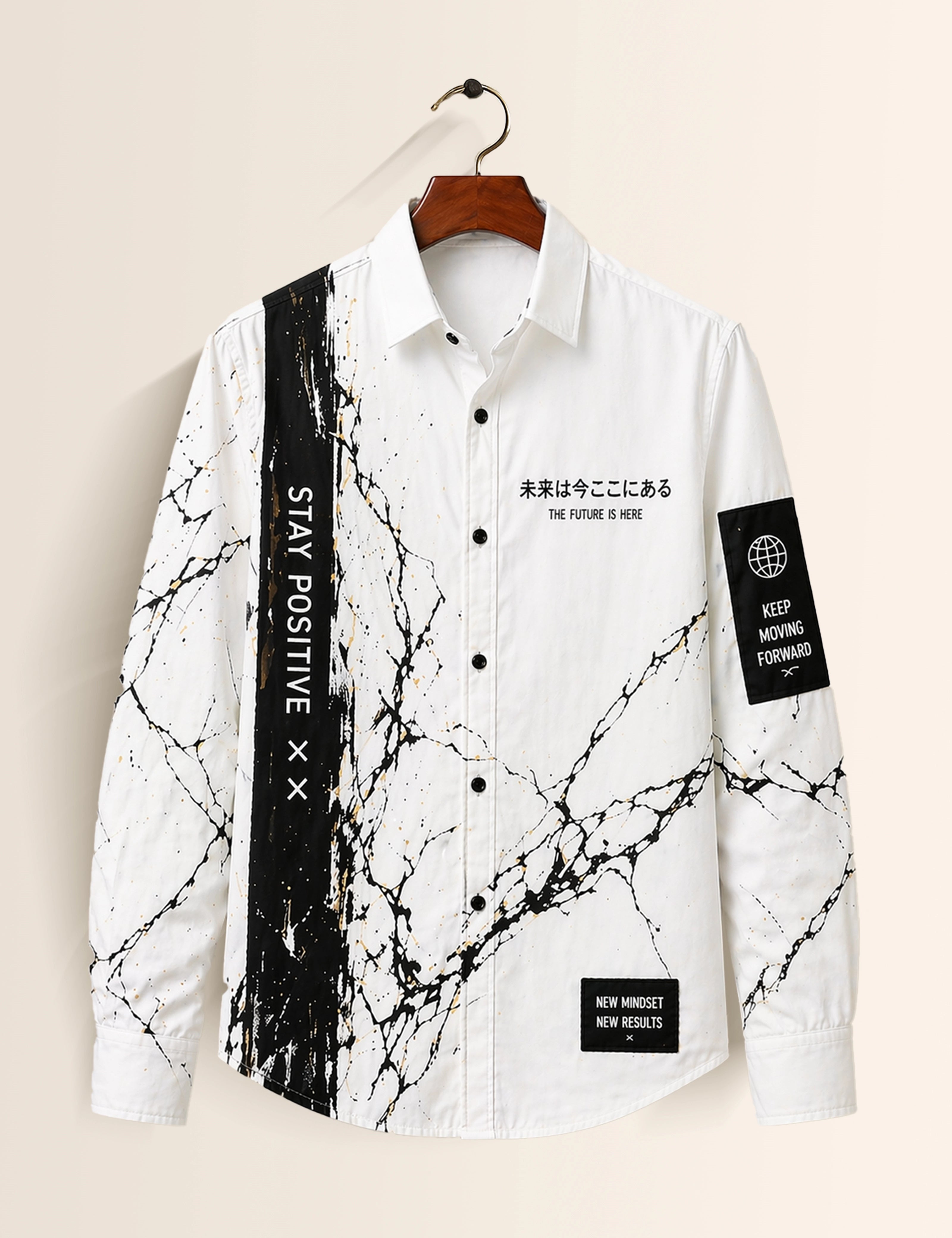 White Positive Street Style Men’s Premium Full-Sleeve Shirt - XPST