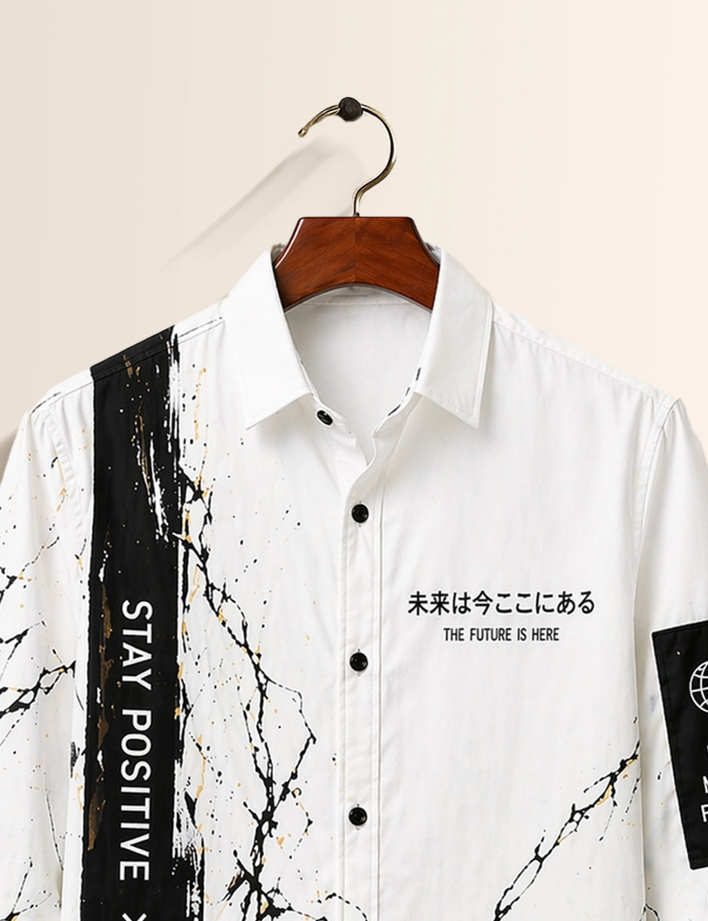 White Positive Street Style Men’s Premium Full-Sleeve Shirt - XPST