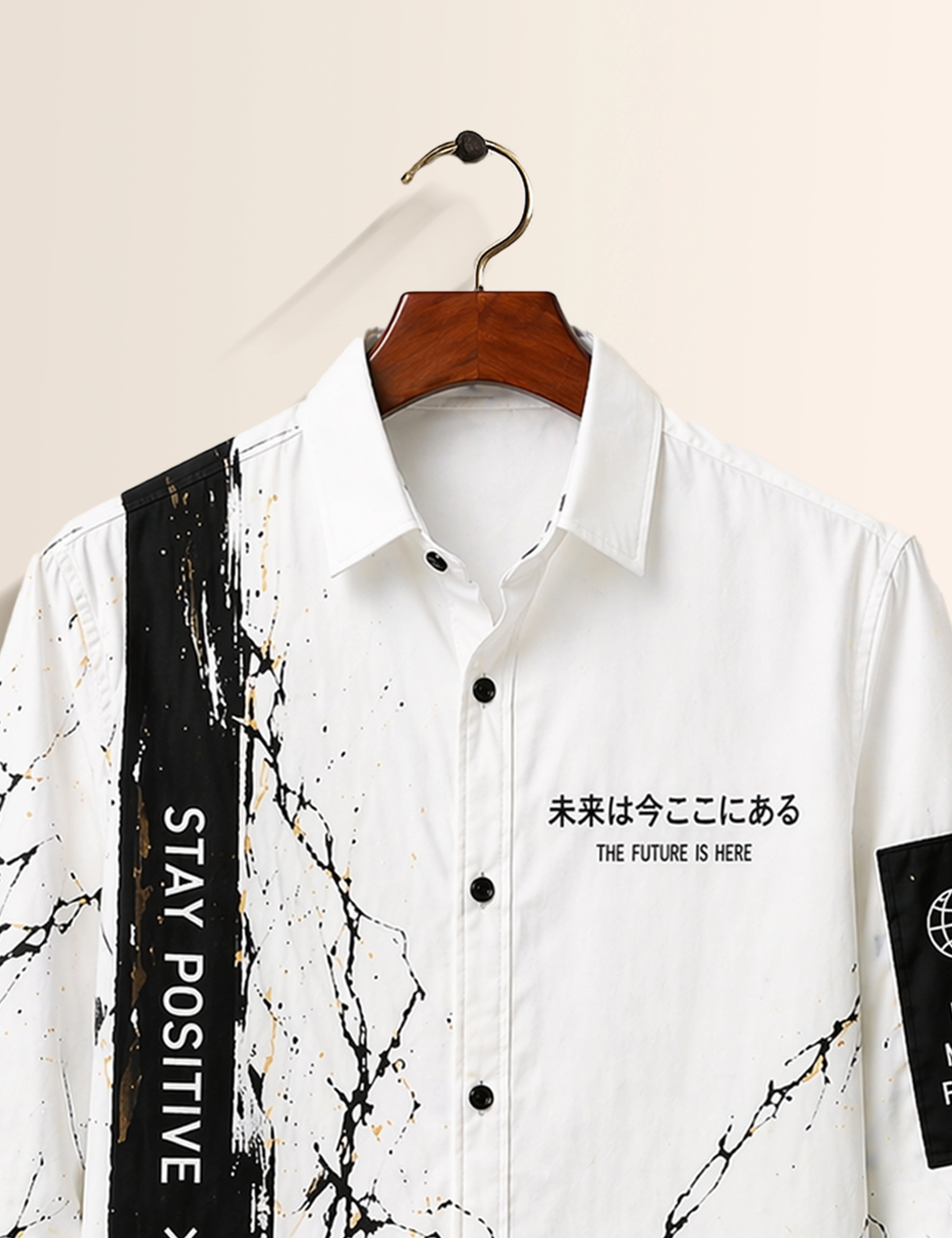 White Positive Street Style Men’s Premium Full-Sleeve Shirt - XPST