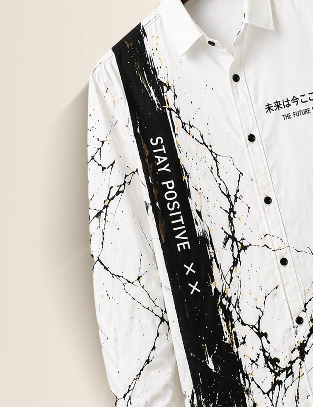 White Positive Street Style Men’s Premium Full-Sleeve Shirt - XPST