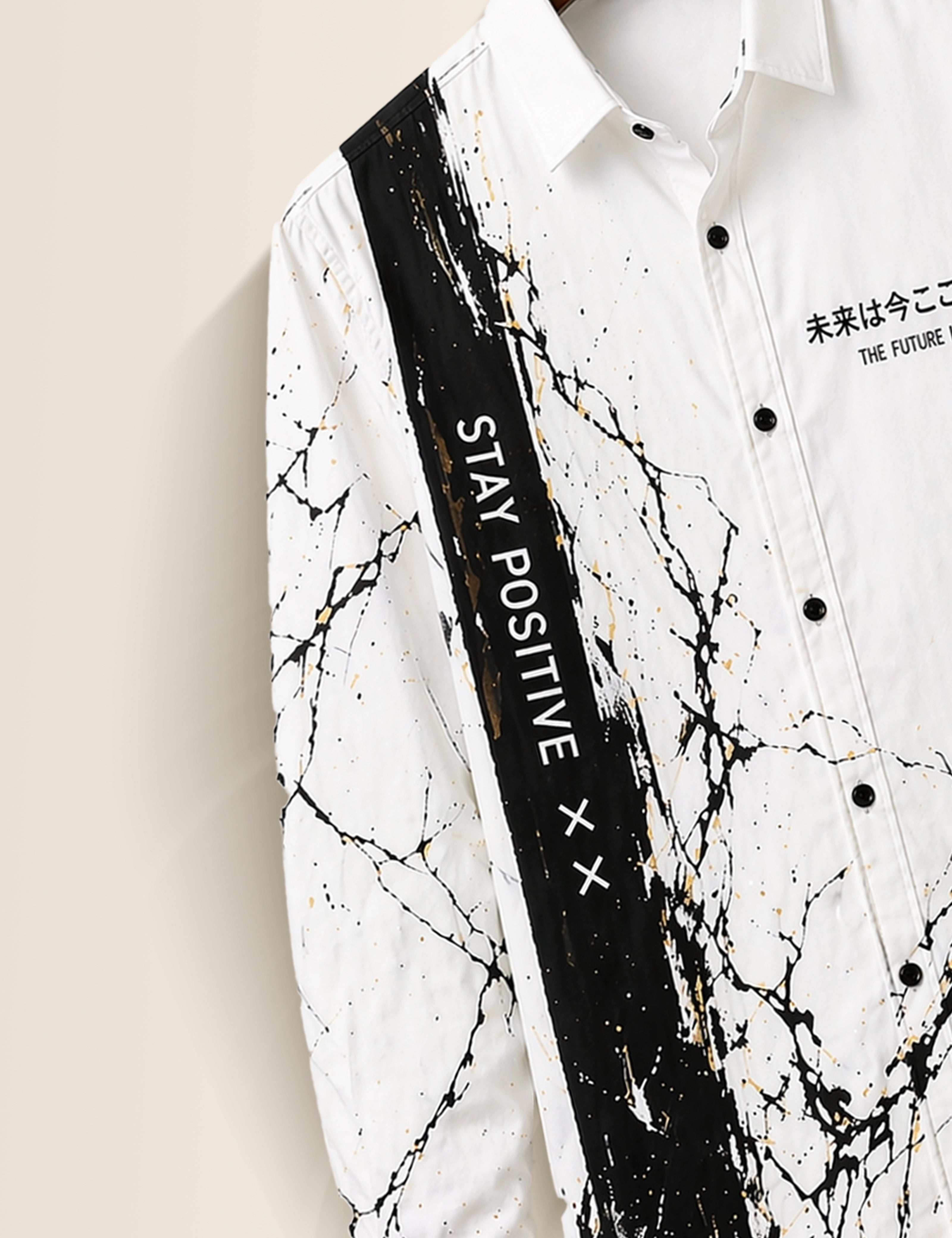 White Positive Street Style Men’s Premium Full-Sleeve Shirt - XPST