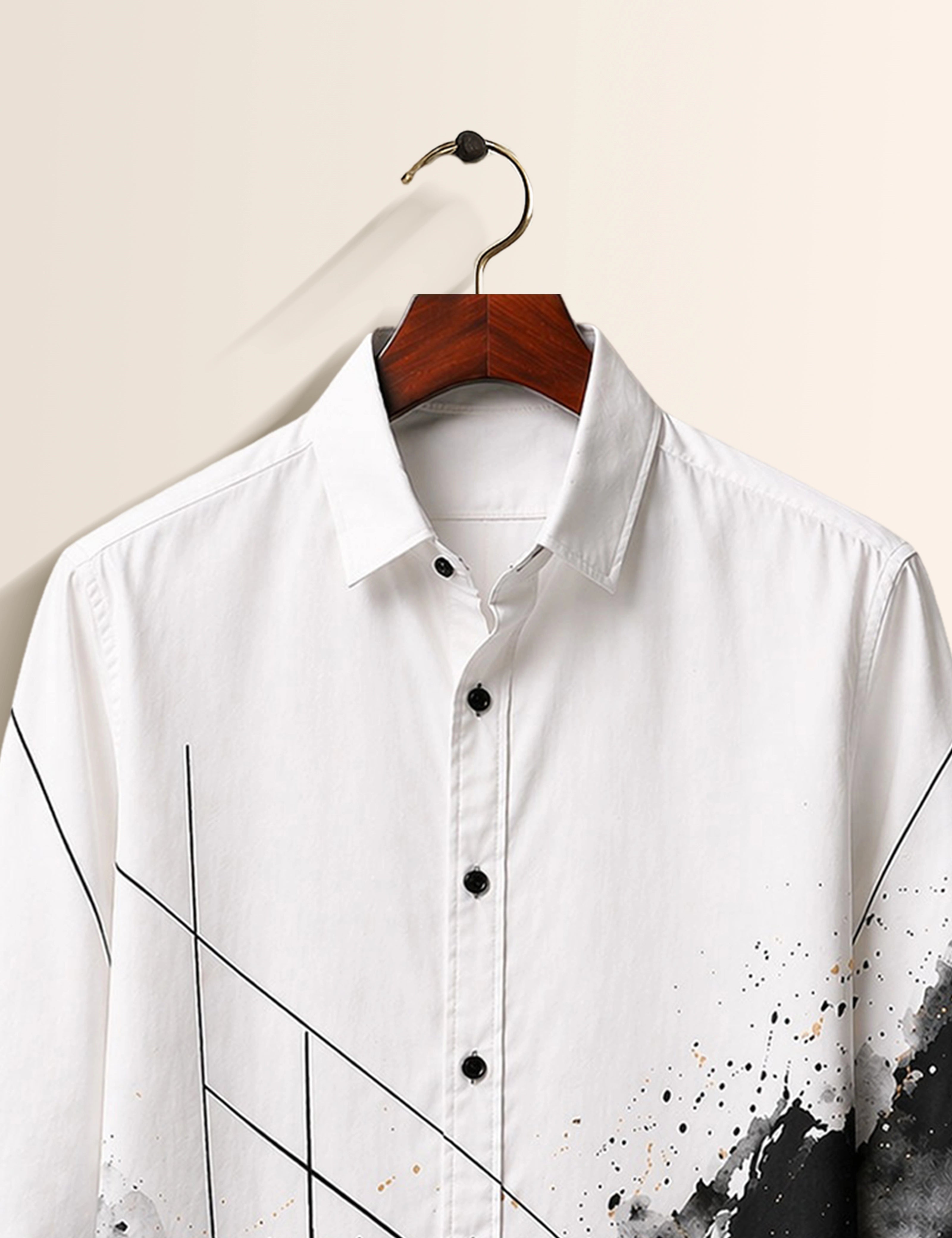 White Scratch Street Style Men’s Premium Full-Sleeve Shirt - XPST