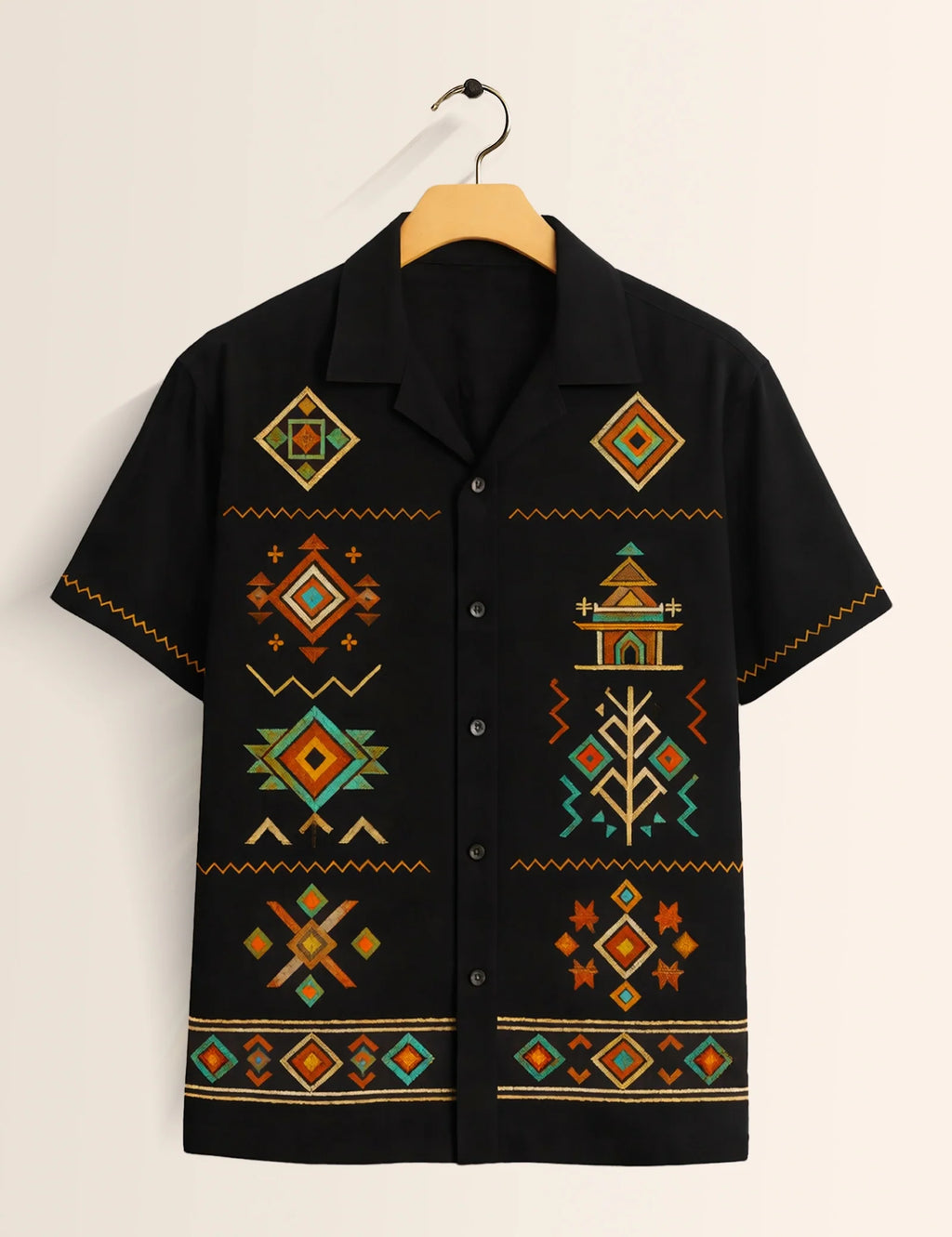 Triangle Black Printed Boys Half Sleeves Shirts - XPST