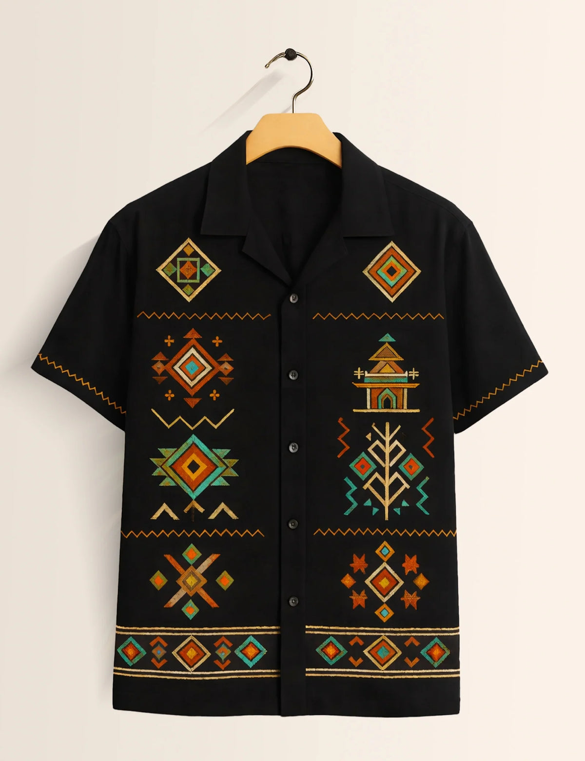 Triangle Black Printed Boys Half Sleeves Shirts - XPST