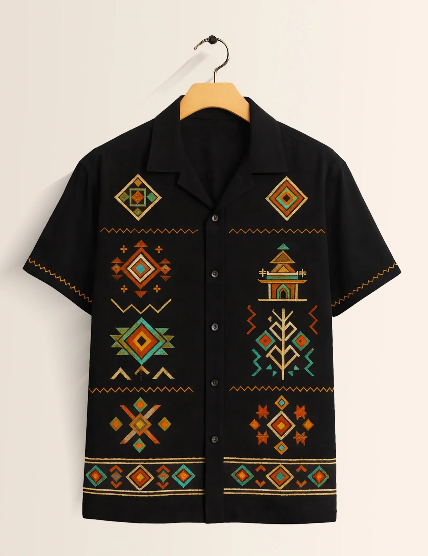 Triangle Black Printed Boys Half Sleeves Shirts - XPST