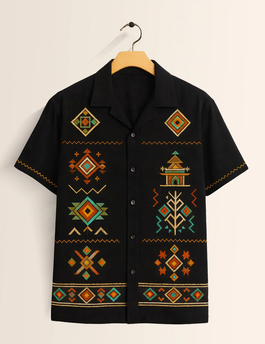 Triangle Black Printed Boys Half Sleeves Shirts - XPST