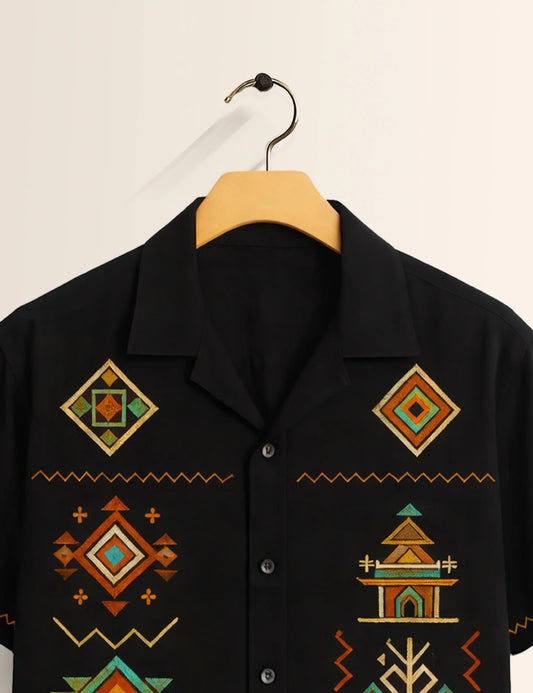 Triangle Black Printed Boys Half Sleeves Shirts - XPST