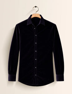 Black Color Premium Velvet Shirt – Elegant Texture & Luxurious Finish - XPST