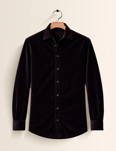 Black Color Premium Velvet Shirt – Elegant Texture & Luxurious Finish - XPST