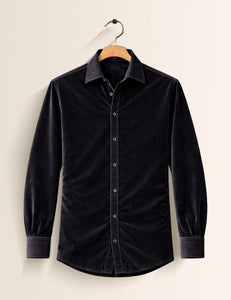 Black Color Premium Velvet Shirt – Elegant Texture & Luxurious Finish - XPST