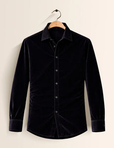 Black Color Premium Velvet Shirt – Elegant Texture & Luxurious Finish - XPST