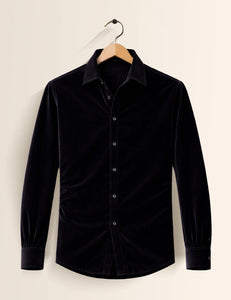 Black Color Premium Velvet Shirt – Elegant Texture & Luxurious Finish - XPST