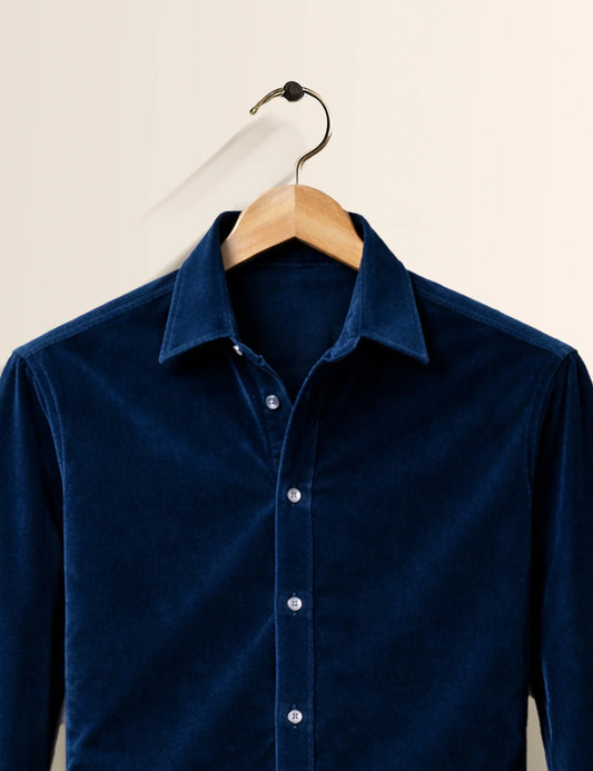 Navy Blue Premium Signature Shirt – Elegant Texture & Luxurious Finish - XPST