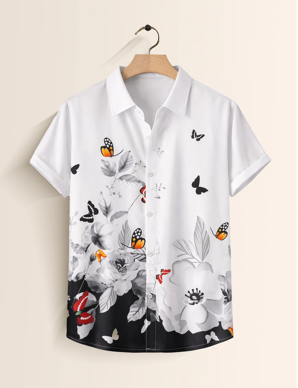 White Butterfly Mens Classic Half Sleeves Shirt - XPST