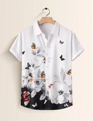 White Butterfly Mens Classic Half Sleeves Shirt - XPST