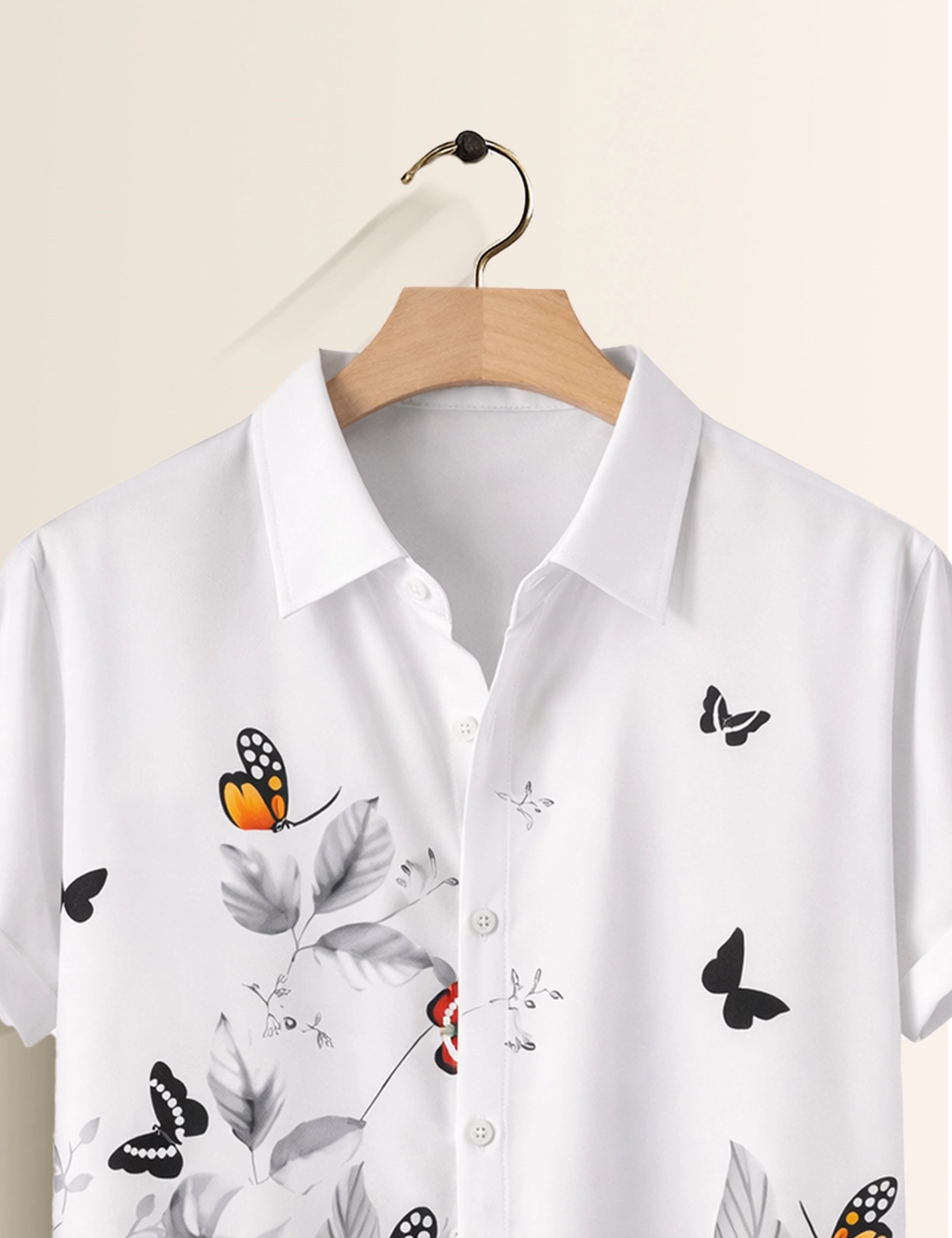 White Butterfly Mens Classic Half Sleeves Shirt - XPST