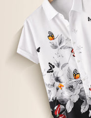 White Butterfly Mens Classic Half Sleeves Shirt - XPST