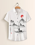 White Drawing Mens Classic Half Sleeves Shirt - XPST