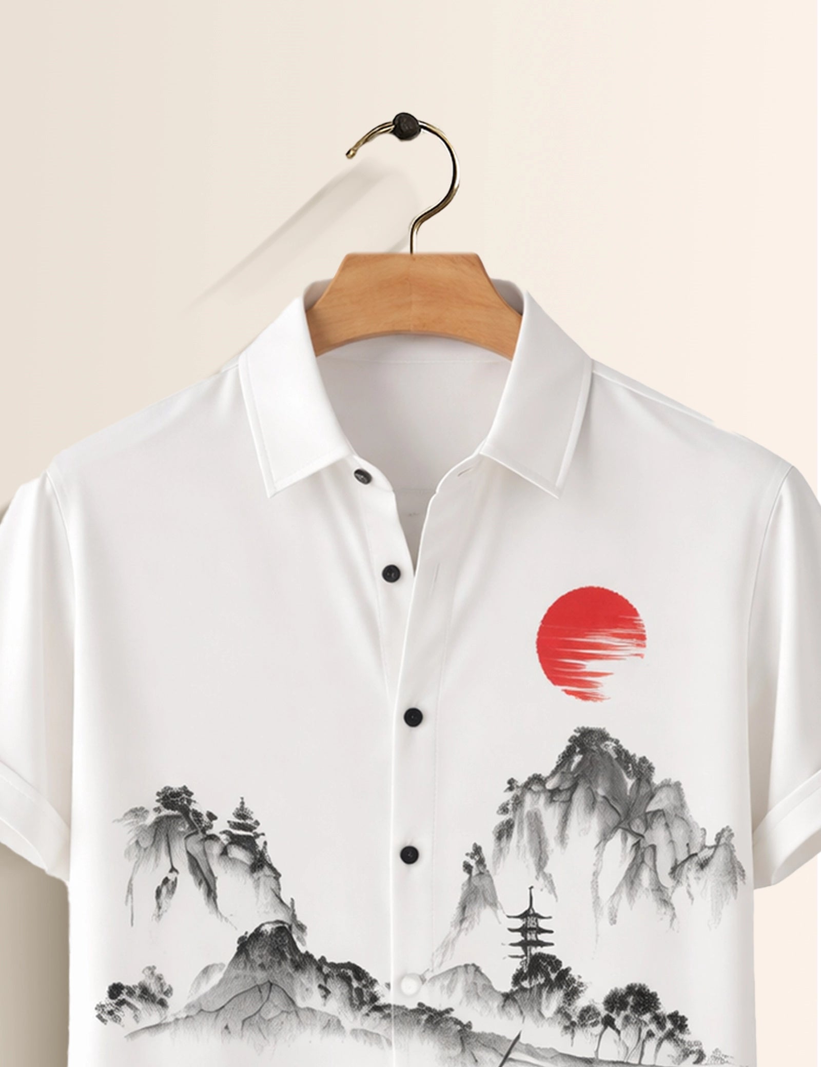 White Drawing Mens Classic Half Sleeves Shirt - XPST