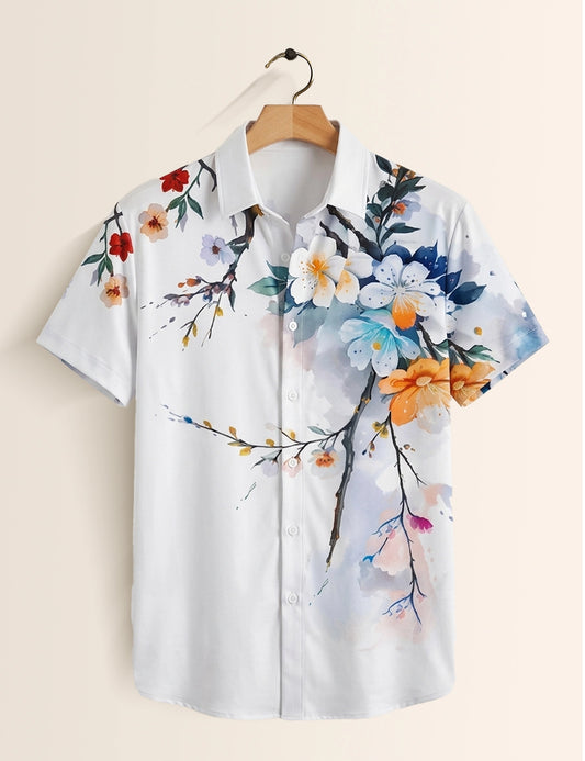 White Rosery Mens Classic Half Sleeves Shirt - XPST