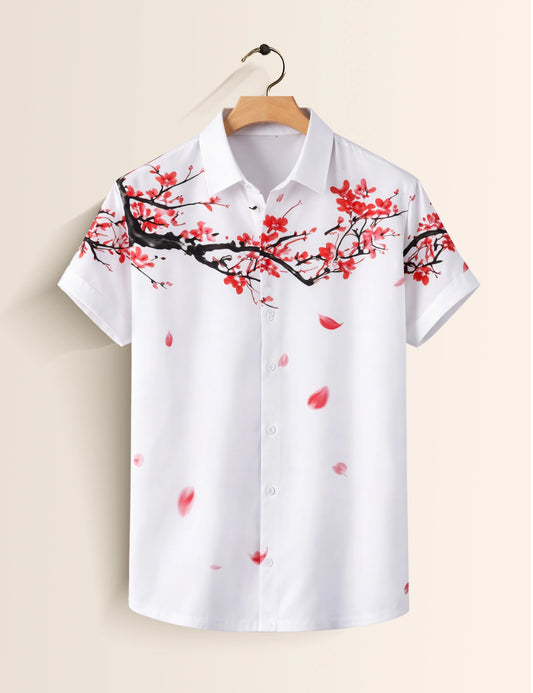 White stem Mens Classic Half Sleeves Shirt - XPST