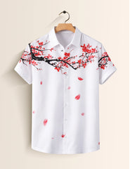 White stem Mens Classic Half Sleeves Shirt - XPST