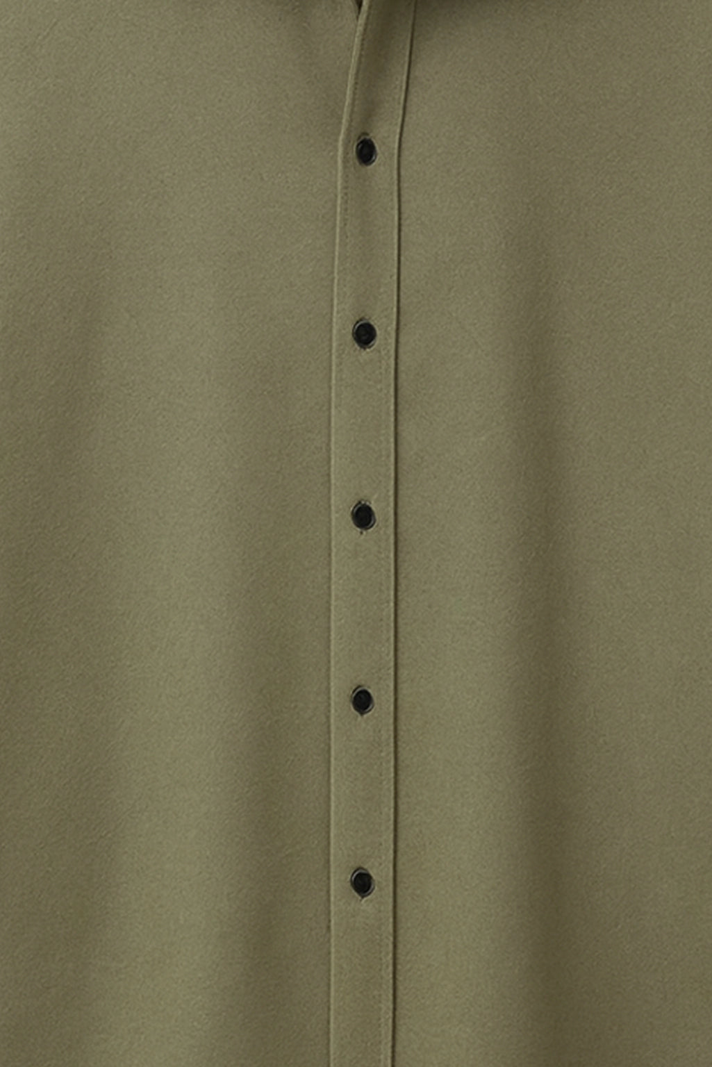 Men Spring And Summer Solid Color Loose Casual Long-Sleeved Shirt Army Green Color