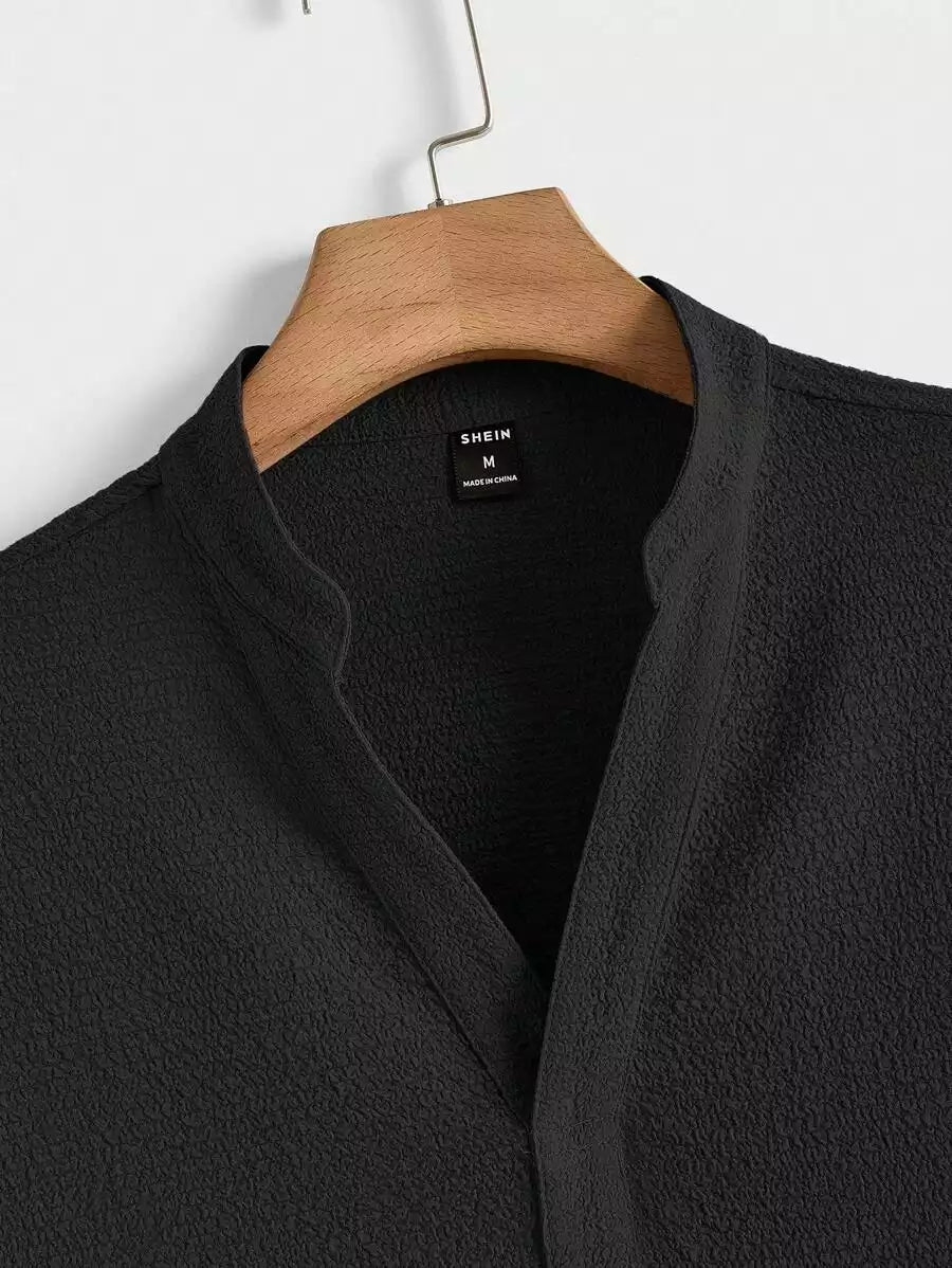 Solid Black Color Mens Full Set Trouser and Shirt Half Sleeves - XPCRDF