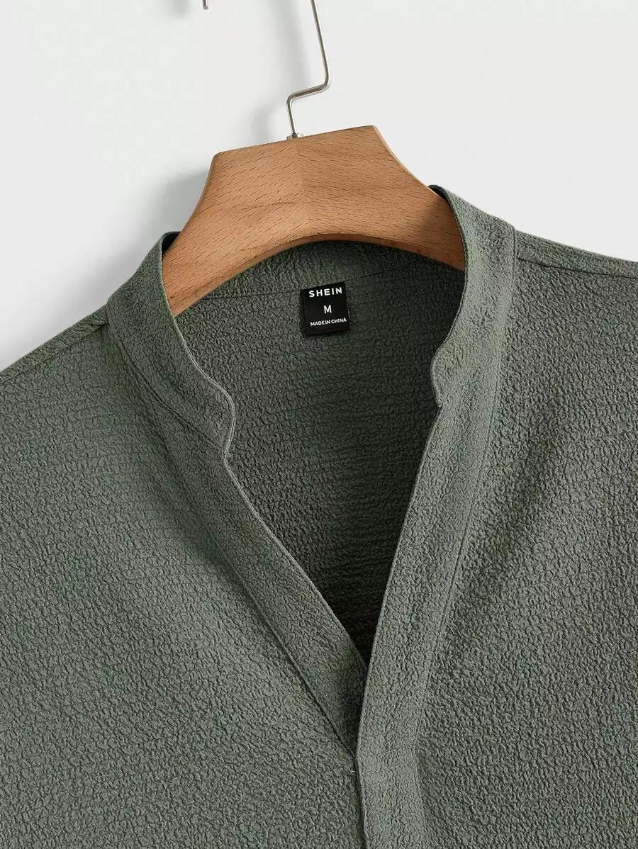 Solid Gray Color Mens Full Set Trouser and Shirt Half Sleeves - XPCRDF